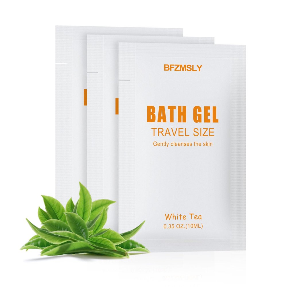 BFZMSLY 200 Pack Travel Size Body Wash Packets Bulk (0.35oz, White Tea Scent) Mini Individual Pack TSA Approved Toiletries for Guest Body Wash for Hotels, Airbnb, Travel & Hospitality