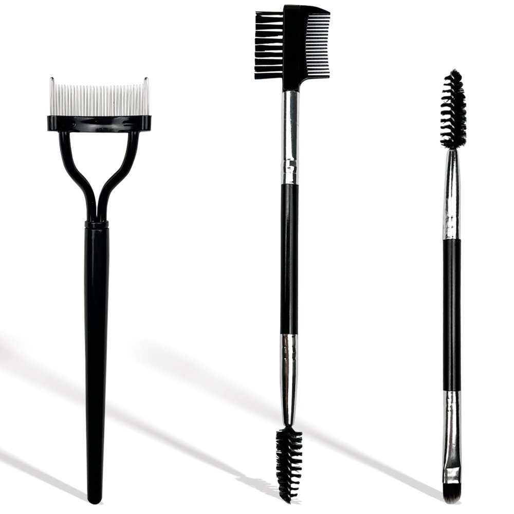 Eyebrow and Eyelash Tool Set of 3 - Lash Separator, Lash Spoolie, Brow Comb - Professional Eye Makeup Kit