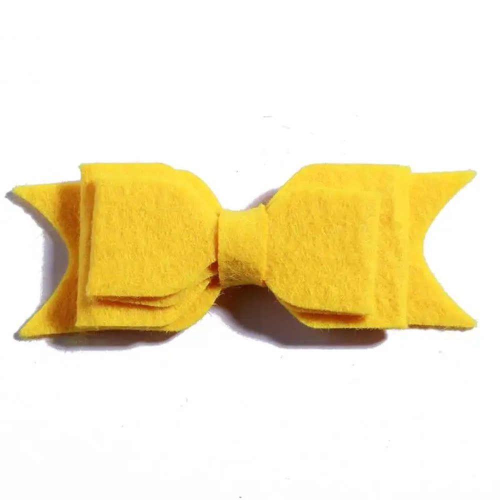 10Pcs Felt Hair Bow Accessories, 9.2 cm, Non-Woven Fabric For Headbands (10Pcs Yellow, With Clip)