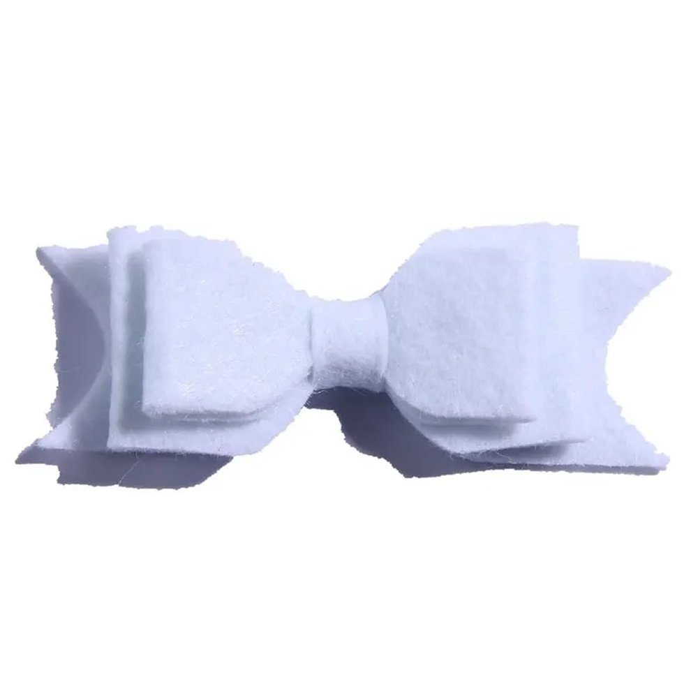 10Pcs Felt Hair Bow Accessories, 9.2 cm, Non-Woven Fabric For Headbands (10Pcs White, With No Clip)