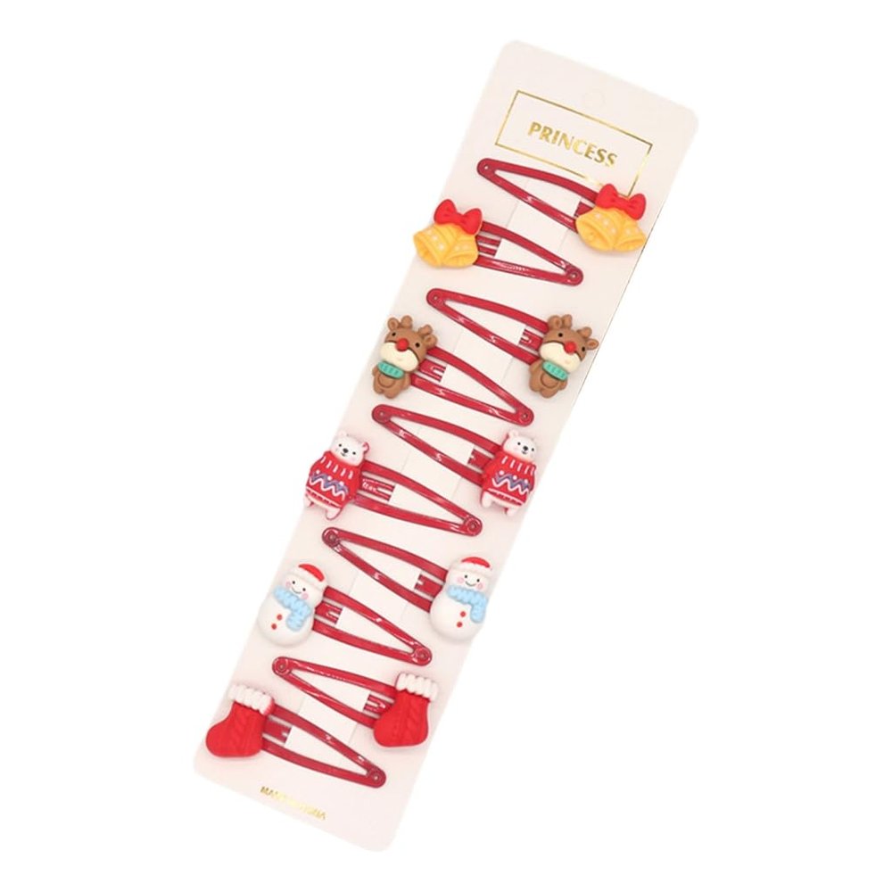 10pcs or 8ps Set Christmas Themed Hair Clips for Kids Lovely Party Hair Ornaments Hairclips Festive Hair Decorations