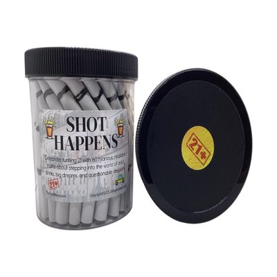 21st Birthday "Shot Happens"  Affirmation Jar with 60 Hilarious Truths About Adulthood, Big Dreams & Bad Decisions, Bar Scene, College Life (Steel Grey)