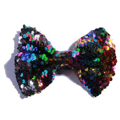 10Pcs 13cm Reversible Sequin Bow Boutique Shinny Bowknot Hairgrips Women Hair Barrettes Accessories (10Pcs AB, With Clip)
