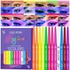12 Colors UV Neon Eyeliner  Festival Makeup, Glow in the Dark, Waterproof & Smudge-Proof, Colorful Liquid Eyeliner for Face & Body Art, Rave Party, Cosplay, Halloween view 1