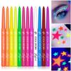 12 Colors UV Neon Eyeliner  Festival Makeup, Glow in the Dark, Waterproof & Smudge-Proof, Colorful Liquid Eyeliner for Face & Body Art, Rave Party, Cosplay, Halloween view 2