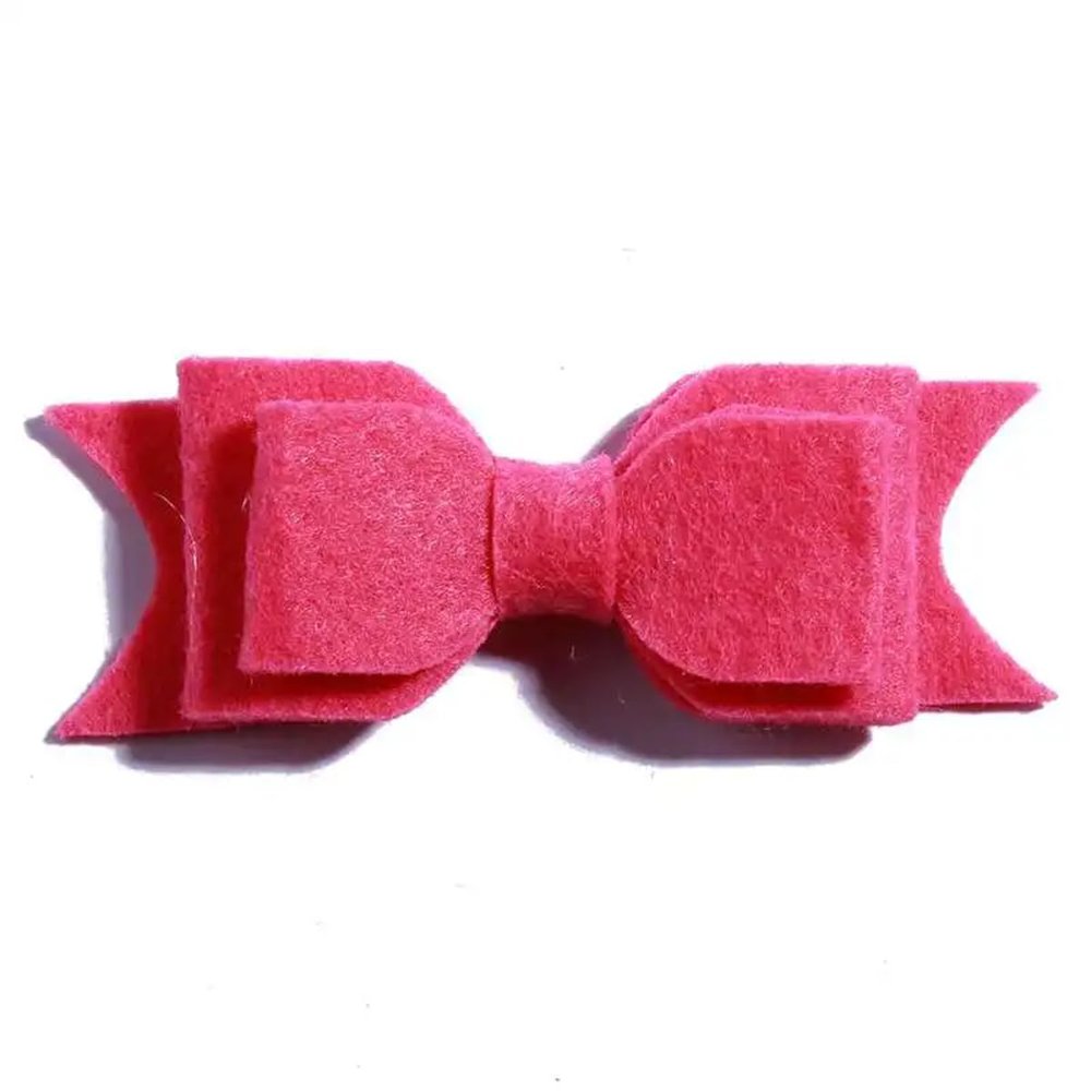10Pcs Felt Hair Bow Accessories, 9.2 cm, Non-Woven Fabric For Headbands (10Pcs Fuchsia, With No Clip)