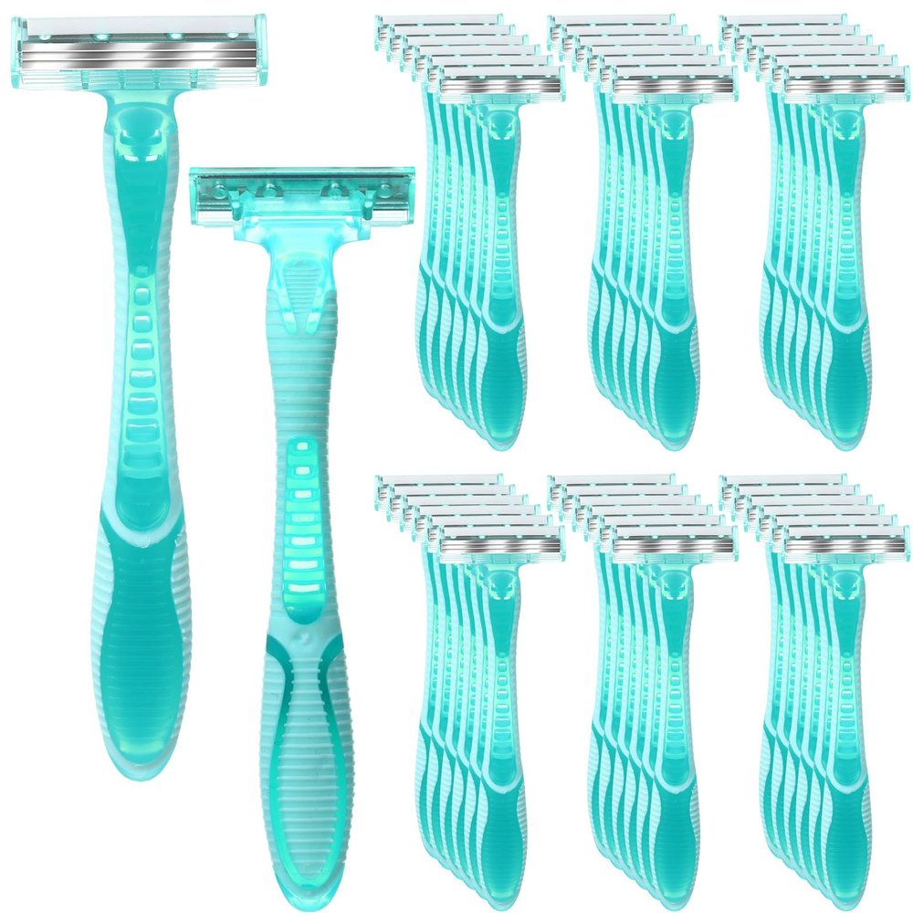 Leriton 36 Count Women's Disposable Razors Bulk 3 Blade Razors For Women Shaver For Women Sensitive Skin Comfortable Shave For Bathing Hotel Travel