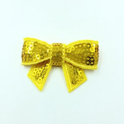 20Pcs 5cm DIY Shiny Sequin Bows Knot Fashion Applique Bows For Hair Accessories (20Pcs Gold, With Clip)