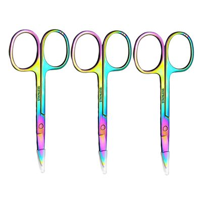 BIUDECO 3pcs Ergonomic Eyebrow Hair Trimmers Stainless Steel Scissors for Personal Beauty Routine