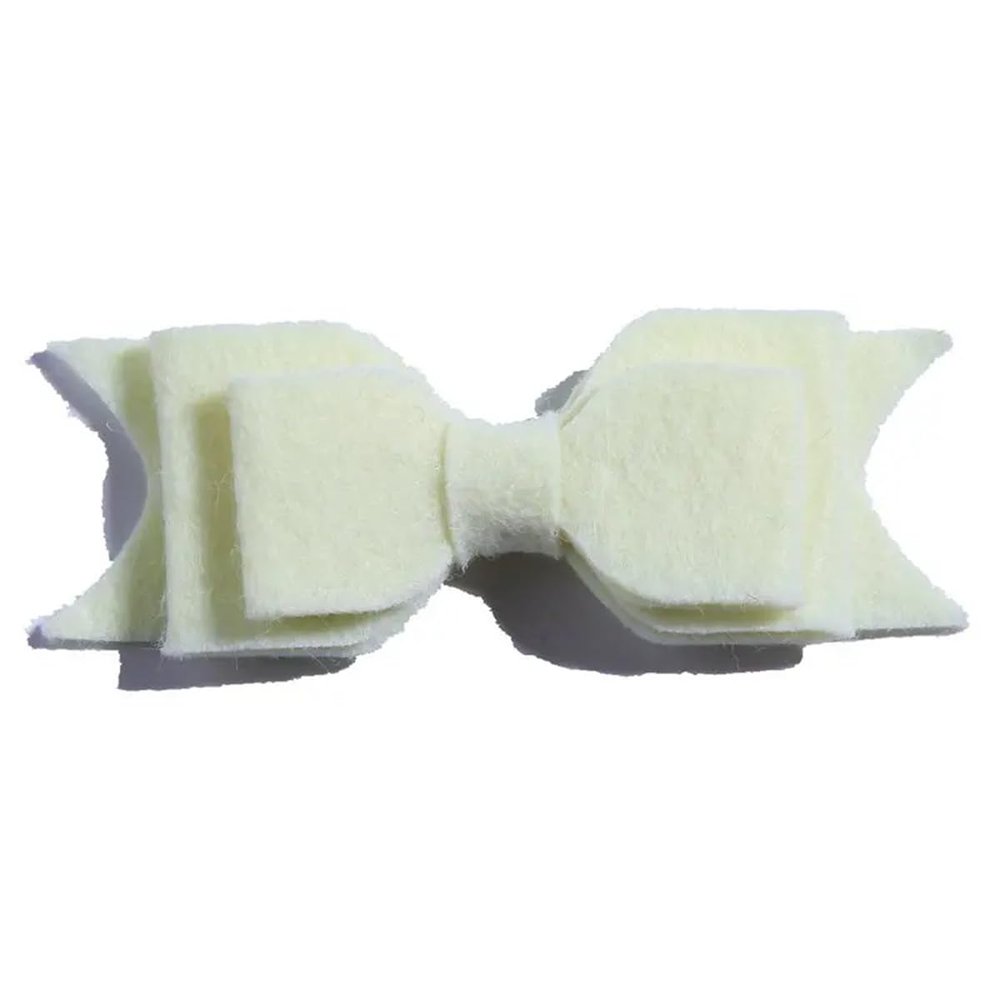 10Pcs Felt Hair Bow Accessories, 9.2 cm, Non-Woven Fabric For Headbands (10Pcs Ivory, With Clip)