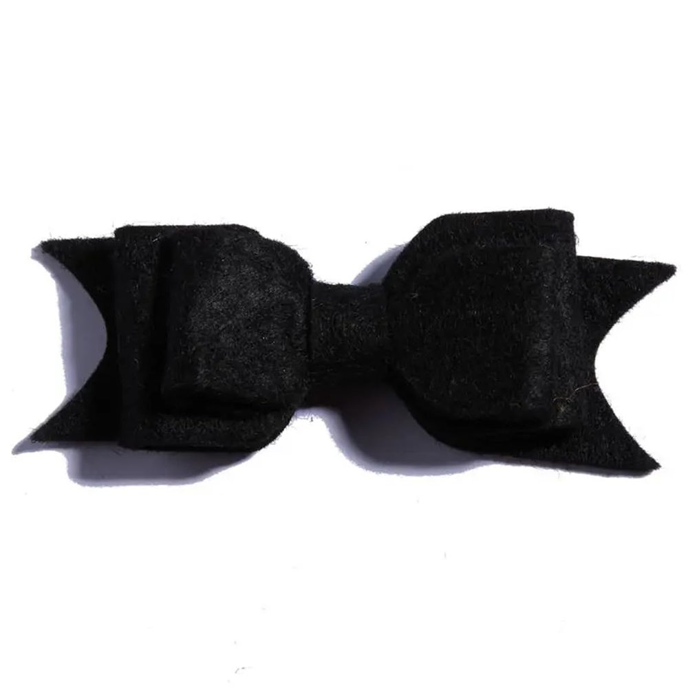 10Pcs Felt Hair Bow Accessories, 9.2 cm, Non-Woven Fabric For Headbands (10Pcs Black, With Clip)