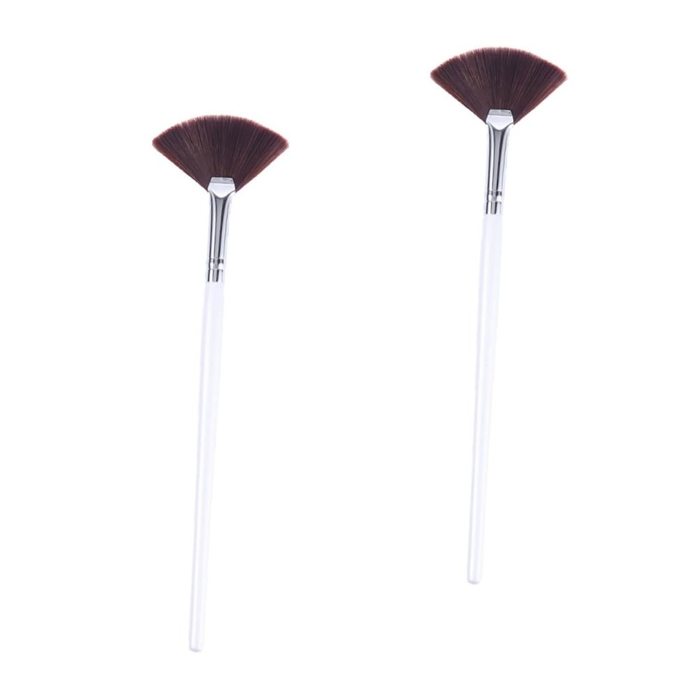 SKISUNO 2Pcs Wooden Handle Face Mask Brush Set Fan-Shaped Facial Mud Mask Applicator for Women for Skincare