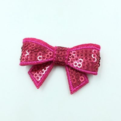 20Pcs 5cm DIY Shiny Sequin Bows Knot Fashion Applique Bows For Hair Accessories (20Pcs Fuchsia, With No Clip)