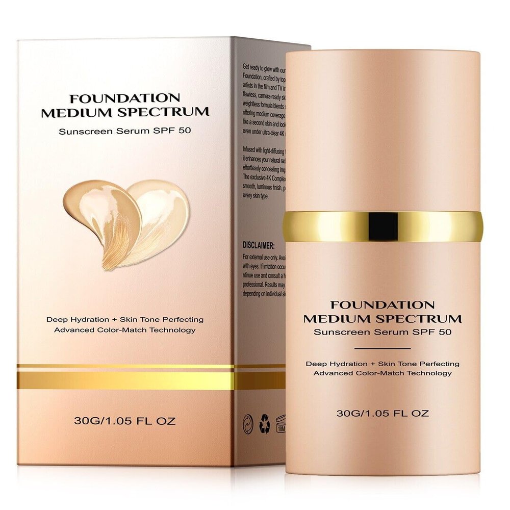 4 in 1 Color Changing Foundation Liquid Full Coverage Concealer with SPF 50+ Waterproof Hydrating Oil-Free BB Cream Makeup for Flawless Nude Face 30ml