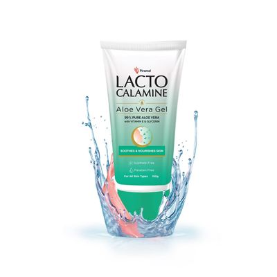 Lac"to Calamine Aloe Vera Gel For Face | 150g | Moisturizer For Face With 99% Pure Natural AloeVera, Vitamin E & Glycerin For Hydrating Skin, Body & Hair | No Parabens, No Sulphates