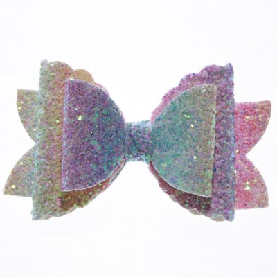 10Pcs 8CM Glitter Leather Hair Bow With Fully Covered For Hair Clips Bowknot Boutique Hair Bows For Headbands (10Pcs AB, With Clip)