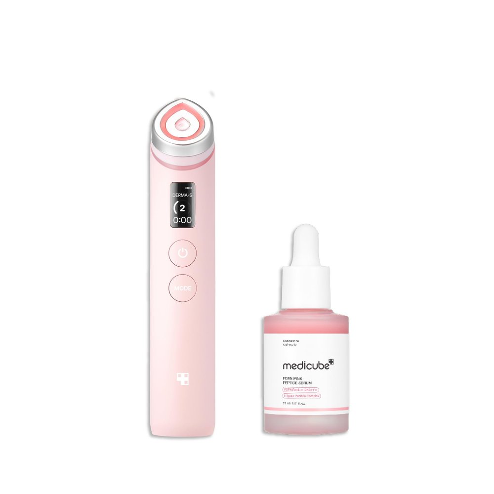 medicube Affordable Pink Routine Duo: Age-R Booster Pro Pink | 6-in-1 Real Glass Glow Beauty Massager and PDRN Peptide Serum | Holiday Stocking Stuffers, Gifts for Her, Gifts for Women