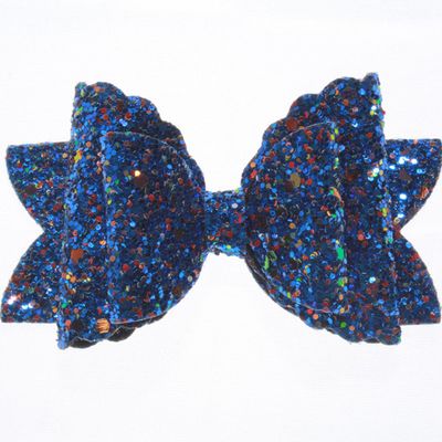10Pcs 8CM Glitter Leather Hair Bow With Fully Covered For Hair Clips Bowknot Boutique Hair Bows For Headbands (10Pcs Royal, With Clip)
