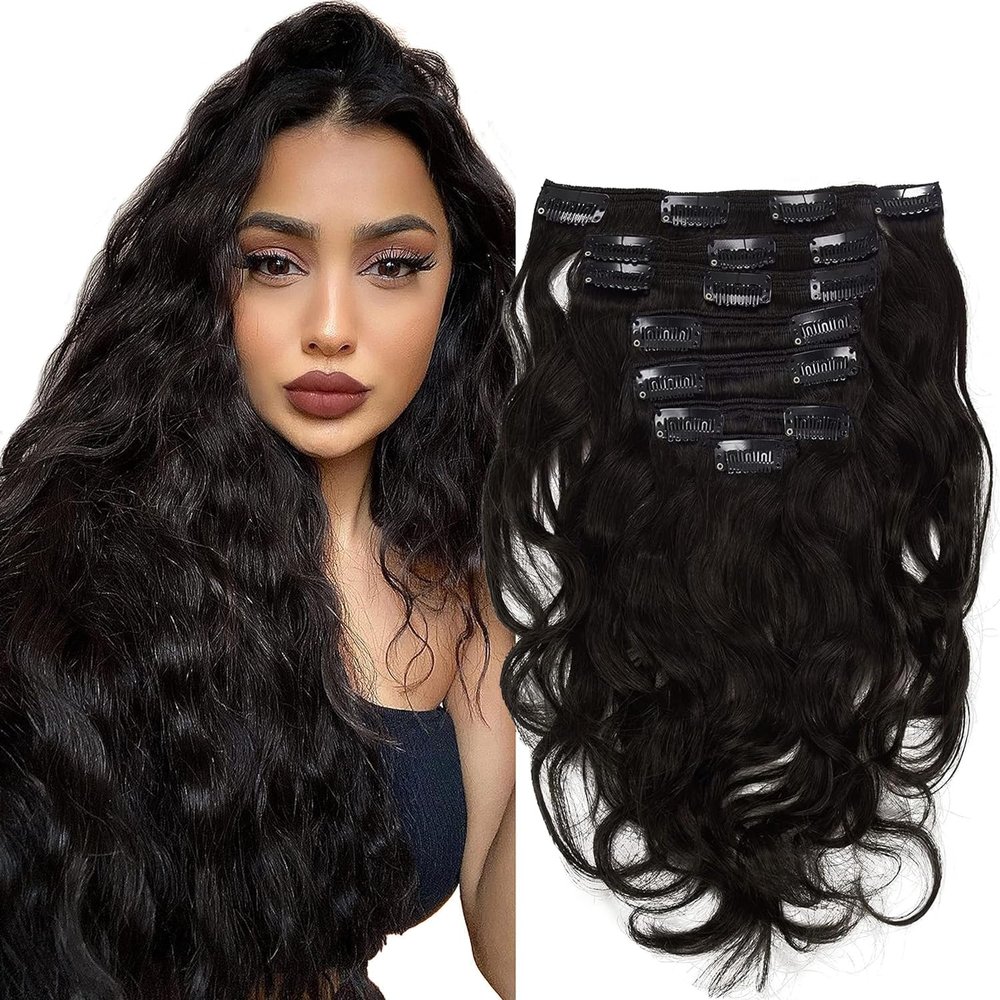 Brazilian Clip in Hair Extensions 100% Human Hair 7Pcs 100G Remy Hair Extensions Body Wave Clip ins for Black Women Natural Color (7PCSBody Wave, 10inch)