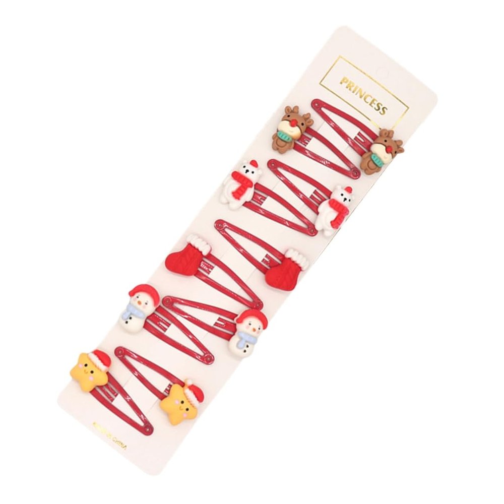 10pcs or 8ps Set Christmas Themed Hair Clips for Kids Lovely Party Hair Ornaments Hairclips Festive Hair Decorations