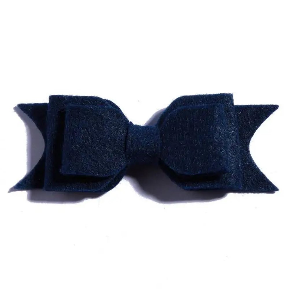 10Pcs Felt Hair Bow Accessories, 9.2 cm, Non-Woven Fabric For Headbands (10Pcs Navy, With Clip)