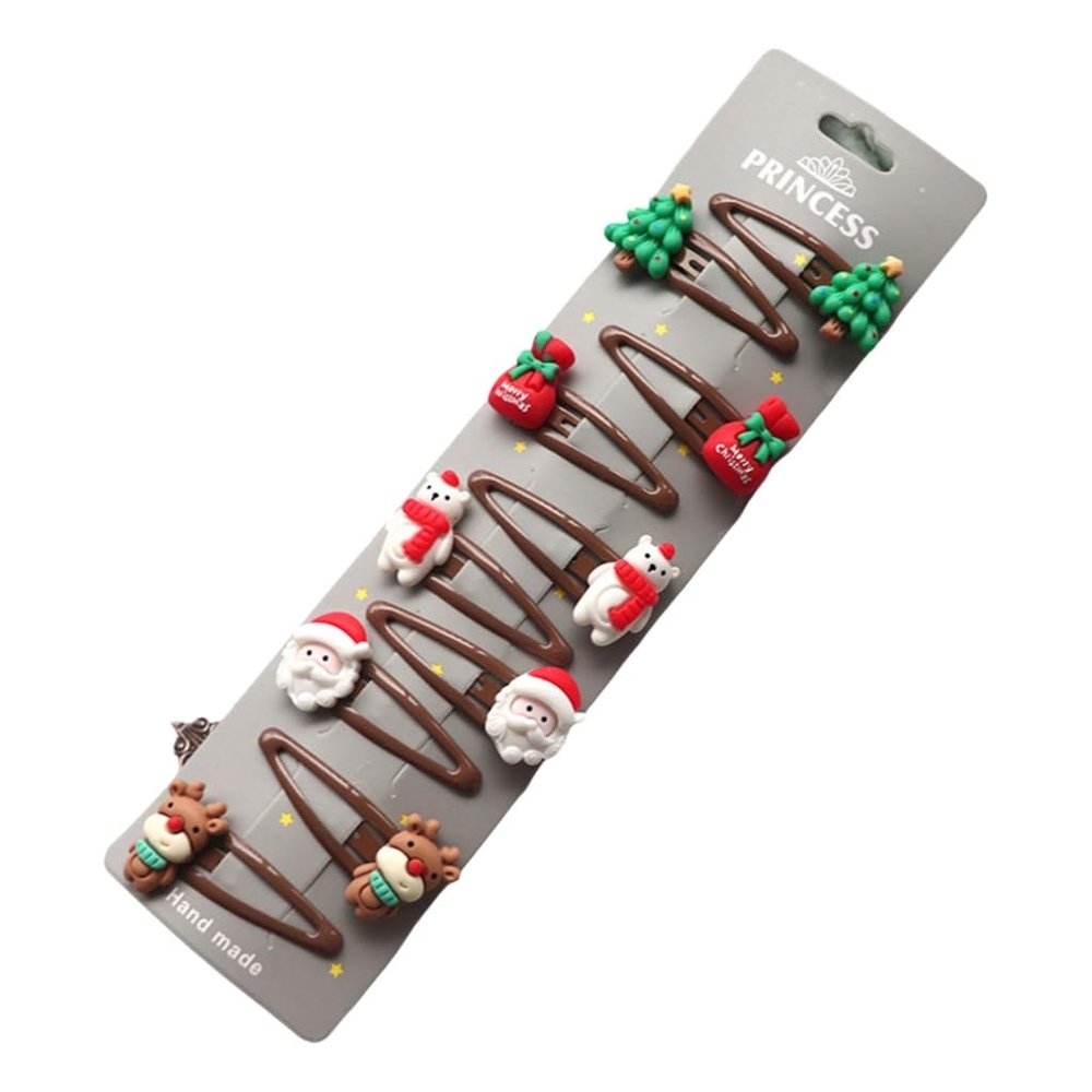 10pcs or 8ps Set Christmas Themed Hair Clips for Kids Lovely Party Hair Ornaments Hairclips Festive Hair Decorations