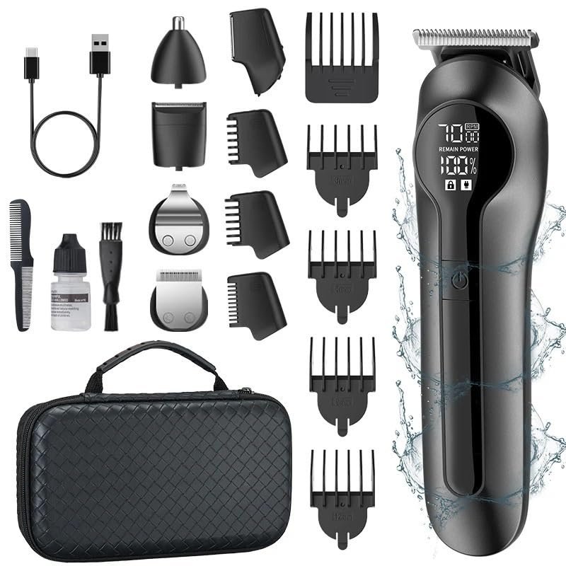 Hair Clippers for Men, 6 In 1 Multifunctional Hair Clipper With Digital Display High Power Electric Shaver Nose Hair Trimmer Grooming Kit