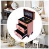 BOPRCSH Professional Rolling Makeup Train Case with Drawers, Lockable Makeup Travel Case 3 Layers Cosmetics Storage Organizer Makeup Case, Cosmetic Organizer Box for Artists, Home Salon Travel view 4