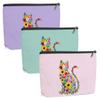 3 Pack Wildlower Funny Cat Gifts for Women Cat Lover Gifts Makeup Bag,Cosmetic Bags for Women,Nurse Teacher Girls Trip Bachelorette Party Toiletry Bag Christmas Friendship Graduation Vacation view 1