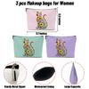 3 Pack Wildlower Funny Cat Gifts for Women Cat Lover Gifts Makeup Bag,Cosmetic Bags for Women,Nurse Teacher Girls Trip Bachelorette Party Toiletry Bag Christmas Friendship Graduation Vacation view 2