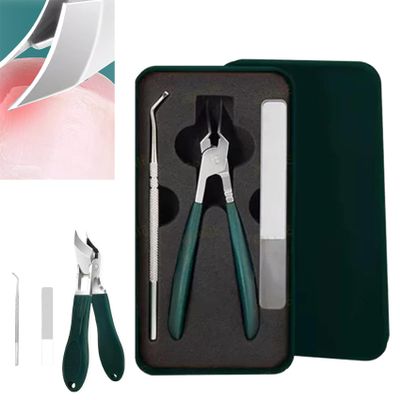 25 Beveled Edge Nail Clippers 3-Piece Set, Long Handle Wide Jaw Opening Anti-Splash Slanted Nail Clipper, Wide Jaw Slanted Nail Cutter for Fingernails and Toenails, Women and Men (Green)