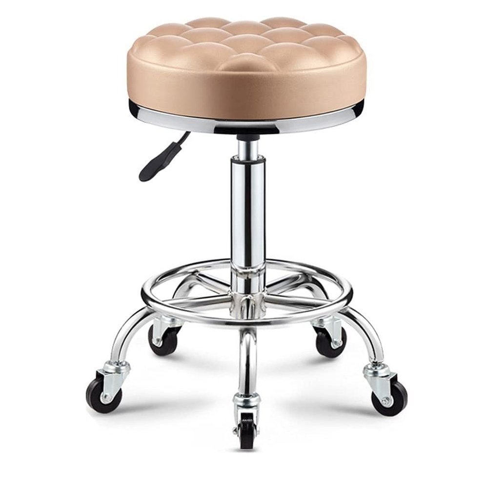 Aikimfuly Round Rolling Stool Adjustable Height Swivel, PU Leather Drafting Shop Stools Chair with Wheels and Wider Comfy Round Seat for Medical Salon SPA Esthetician Studio