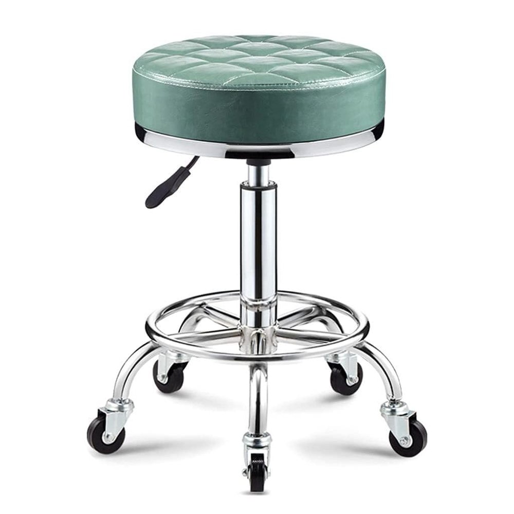 Aikimfuly Round Rolling Stool Adjustable Height Swivel, PU Leather Drafting Shop Stools Chair with Wheels and Wider Comfy Round Seat for Medical Salon SPA Esthetician Studio