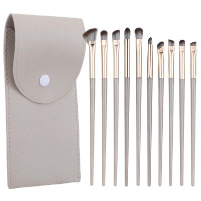 10 PCS Eye Shadow Brush, Travel Makeup Brush Set Brushes Eye Shadow Blend Brush Set Soft Synthetic Bristle with Leather Storage Bag for Wedding Bridal Shower Favors