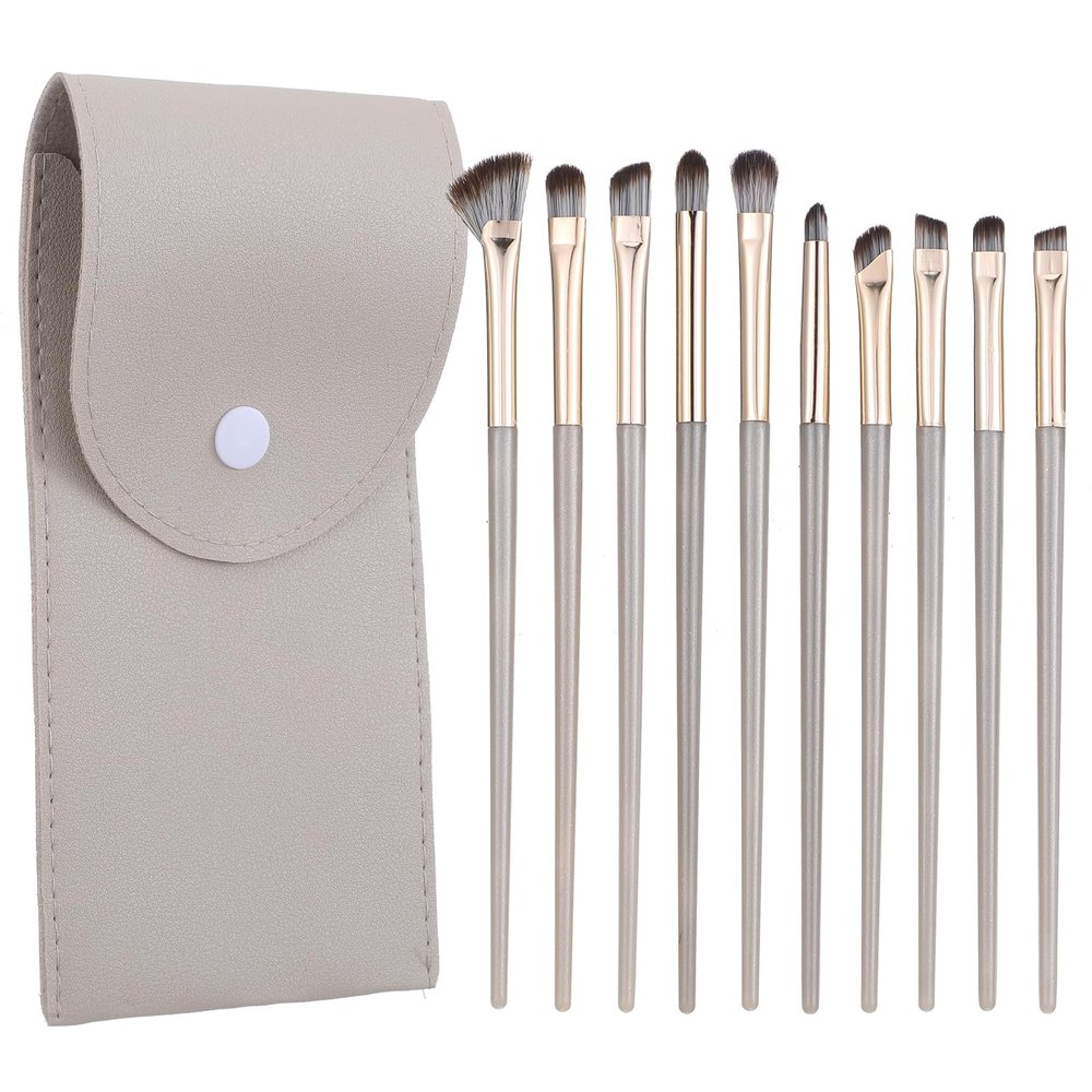10 PCS Eye Shadow Brush, Travel Makeup Brush Set Brushes Eye Shadow Blend Brush Set Soft Synthetic Bristle with Leather Storage Bag for Wedding Bridal Shower Favors