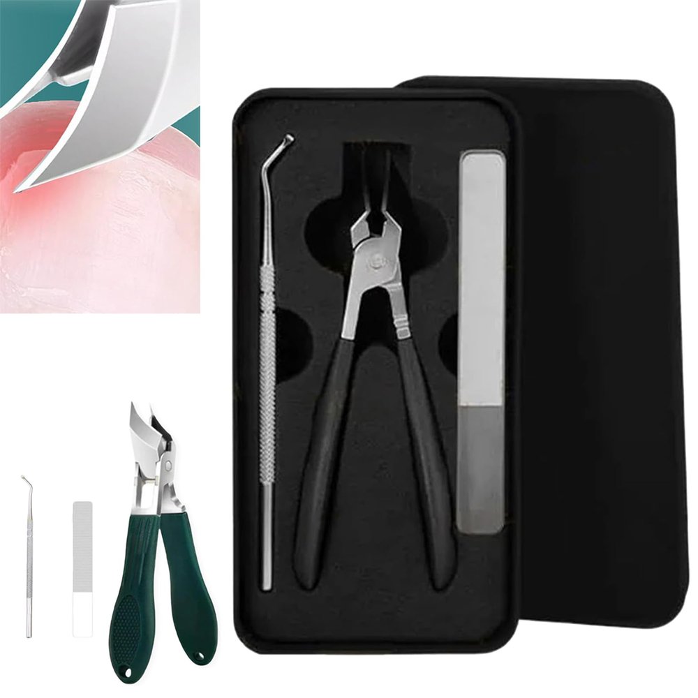 25 Beveled Edge Nail Clippers 3-Piece Set, Long Handle Wide Jaw Opening Anti-Splash Slanted Nail Clipper, Wide Jaw Slanted Nail Cutter for Fingernails and Toenails, Women and Men (Black)