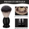 7Pcs Men Shaving Brush Wood Handle, Professional Salon Tools Hand Crafted Shaving Brush Wood Handle Black Wood Handle Shave Brushes Handmade Nylon Hair Brush for Men view 3