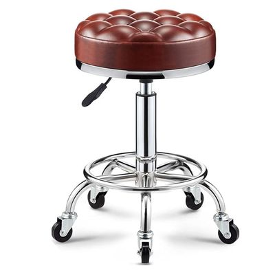 Aikimfuly Round Rolling Stool Adjustable Height Swivel, PU Leather Drafting Shop Stools Chair with Wheels and Wider Comfy Round Seat for Medical Salon SPA Esthetician Studio