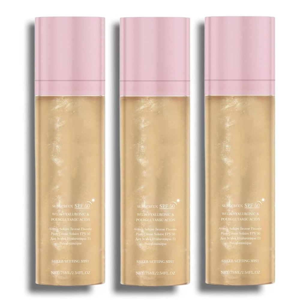 Sheghy Sunglaze Sheer Setting Mist Sunscreen SPF 50, Broad Spectrum Shimmering Body Oil Mist, Hydrating Makeup-Friendly Glow Spray, Reef-Safe, Non-Greasy & Fast-Absorbing for Face & Body (3)