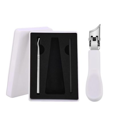 Eagle Beak Beveled Nail Clippers,Splashproof 25 Beveled Edge Nail Clippers 3-Piece Set,Super Sharp Oblique Nail Clipper,Wide Jaw Opening Anti-Splash Slanted Nail Clipper,for Women Men (White B)