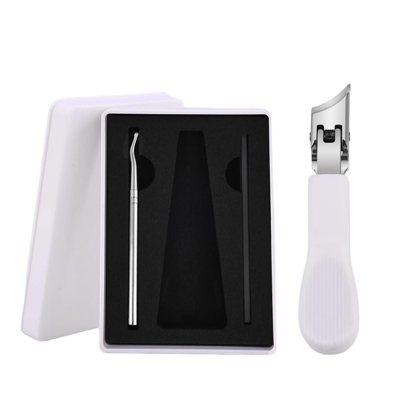Eagle Beak Beveled Nail Clippers,Splashproof 25 Beveled Edge Nail Clippers 3-Piece Set,Super Sharp Oblique Nail Clipper,Wide Jaw Opening Anti-Splash Slanted Nail Clipper,for Women Men (White B)