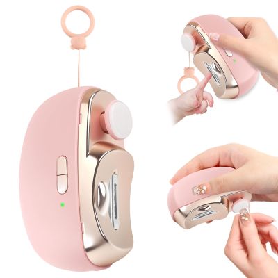 3-in-1 Electric Nail Clippers, Upgrade Electric Nail Clippers for Kids or Adults, Electric Polishing Nail Clipper with Collector, Excellent Electric Nail Trimmer Gift for Your Loves (Cute-Pink)