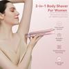 2 in 1 Women Electric Shaver Dual Head Bikini Trimmer for Women IPX7 Waterproof Wet & Dry Use Body Hair Trimmer Replaceable Hair Remover for Bikini Underarm Leg Arm Body Face, Pink view 2