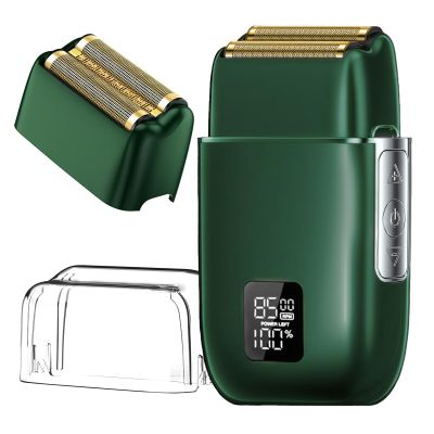 Electric Foil Shavers for Men, 3 Speed Electric Razor for Men, High Speed Dual Floating Blades, IPX7 Waterproof Wet & Dry, LED Display, USB Type C Charging, Foil Razor for Face/Beard/Head (Green)