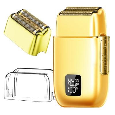 Electric Foil Shavers for Men, 3 Speed Electric Razor for Men, High Speed Dual Floating Blades, IPX7 Waterproof Wet & Dry, LED Display, USB Type C Charging, Foil Razor for Face/Beard/Head (Gold)