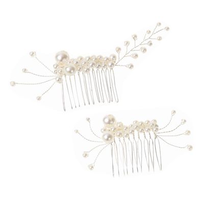 BIUDECO 2pcs Hair Combs for Brides Handmade Bridal Hair Accessories for Weddings Elegant Wedding Headpieces for Bride and Bridesmaids for Photography and Special Occasions