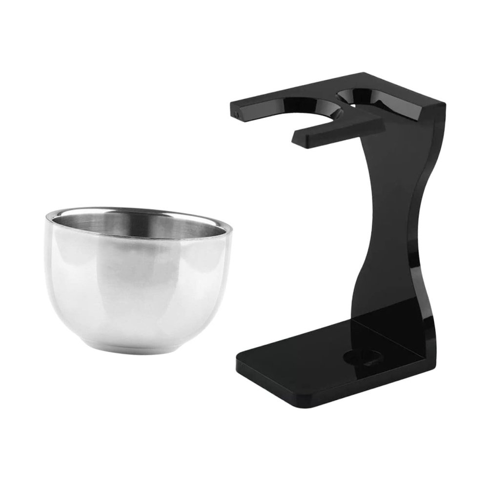 NULYLU Shaving Brush Stand with Bowl and Razor Holder for Men Convenient Shaving Tool Set for Neat and Tidy Grooming