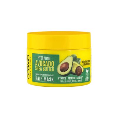 Cosmo Hair Care Soft & Shine Hydrating Avocado & Shea Butter Hair Mask 325g - 11.4oz, Hair Treatment, Non Greasy, Hydrate, Restore Elasticity, Paraben Free, Silicons Free, For Men & Women