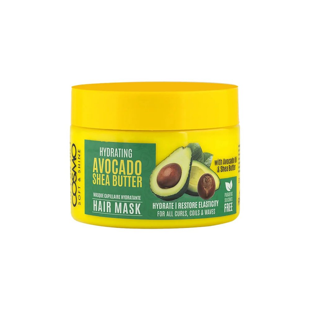 Cosmo Hair Care Soft & Shine Hydrating Avocado & Shea Butter Hair Mask 325g - 11.4oz, Hair Treatment, Non Greasy, Hydrate, Restore Elasticity, Paraben Free, Silicons Free, For Men & Women