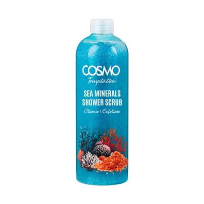 Cosmo Skin Care Temptation Sea Minerals Shower Scrub 1000ml/33.81fl.oz, Body Cleansing, Skin Exfoliate, Remove Impurities & Dead Cells, Best Body Wash, Daily Use Shower Gel, All Skin Types